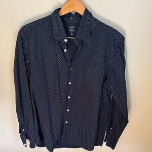 J. Crew Men's Dark Blue Polka Dot Shirt